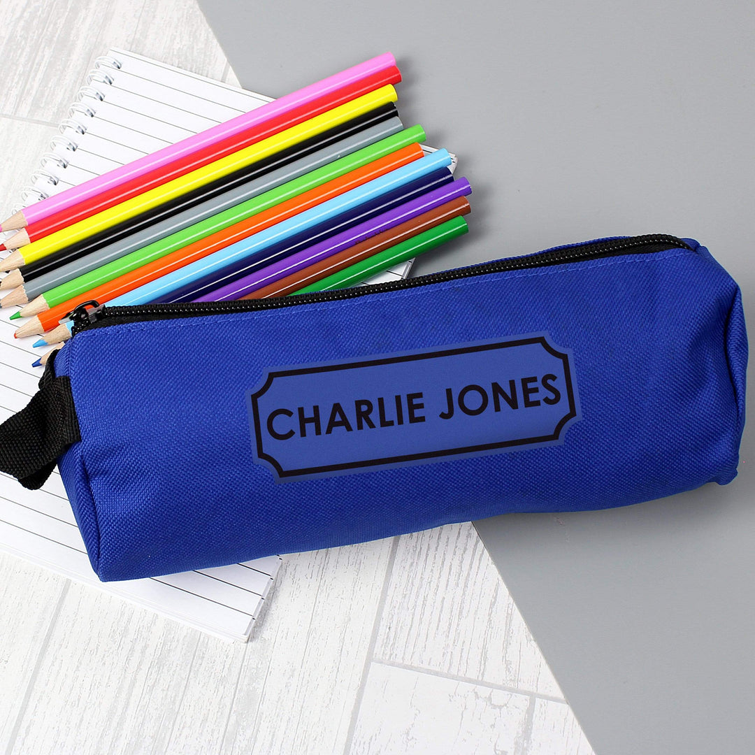 Personalised Memento Stationery &amp; Pens Personalised Blue Pencil Case