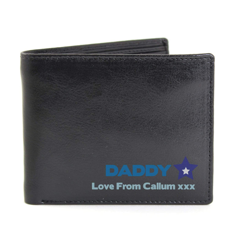 Personalised Memento Leather Personalised Blue Worlds Best Dad Leather Wallet