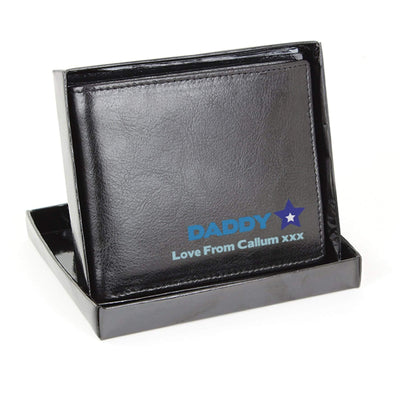 Personalised Memento Leather Personalised Blue Worlds Best Dad Leather Wallet