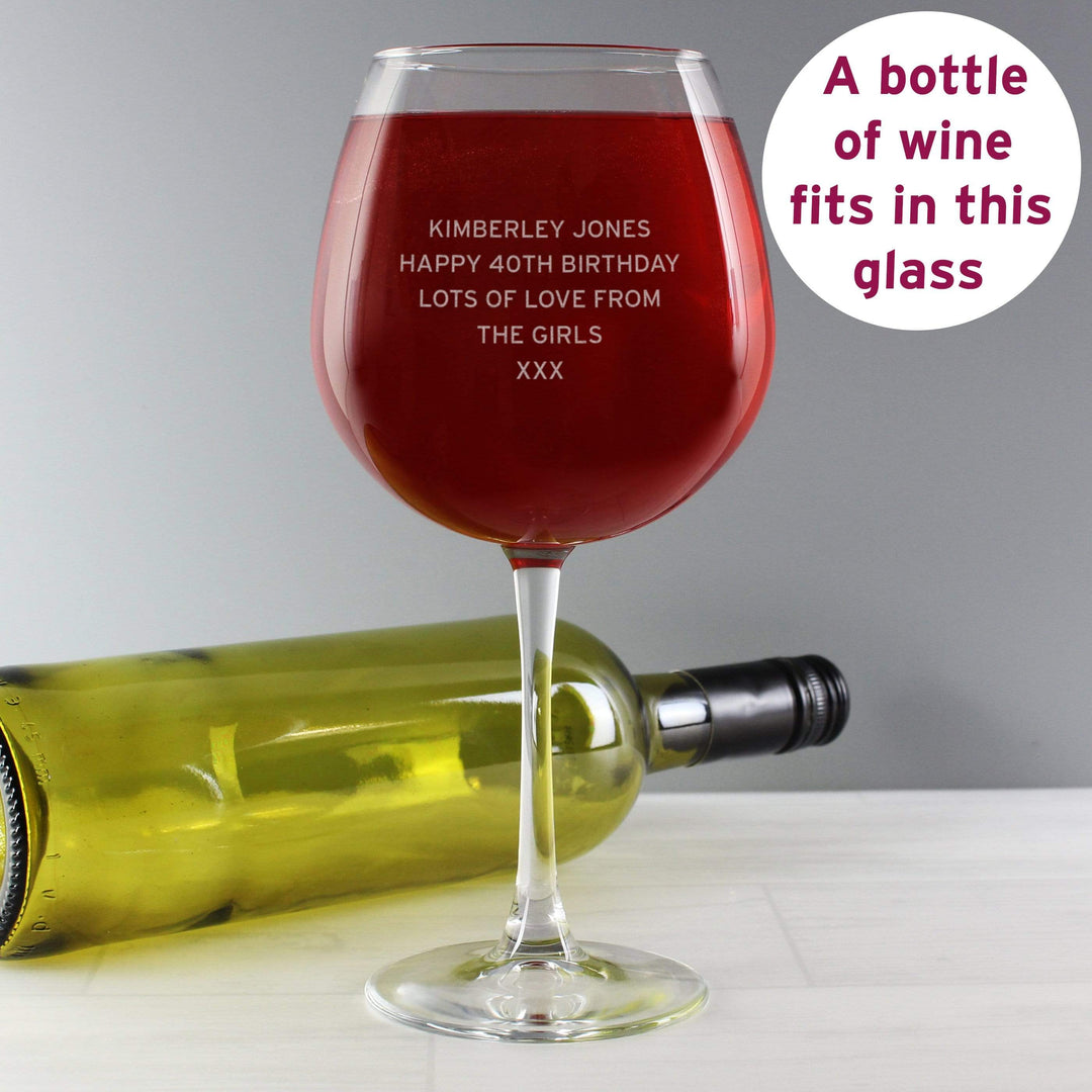 Personalised Memento Glasses &amp; Barware Personalised Bold Statement Bottle of Wine Glass