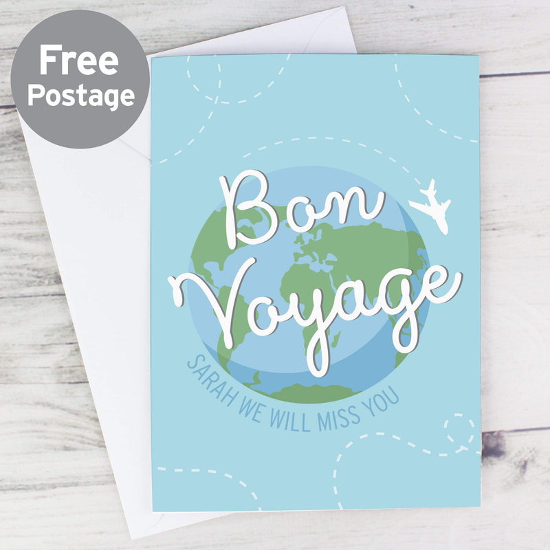 Personalised Memento Greetings Cards Personalised Bon Voyage Card