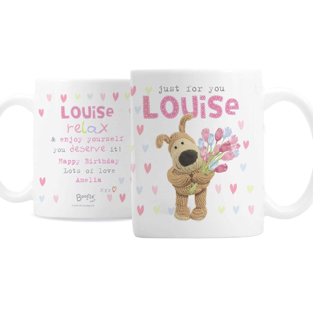 Personalised Memento Mugs Personalised Boofle Birthday Flowers Mug