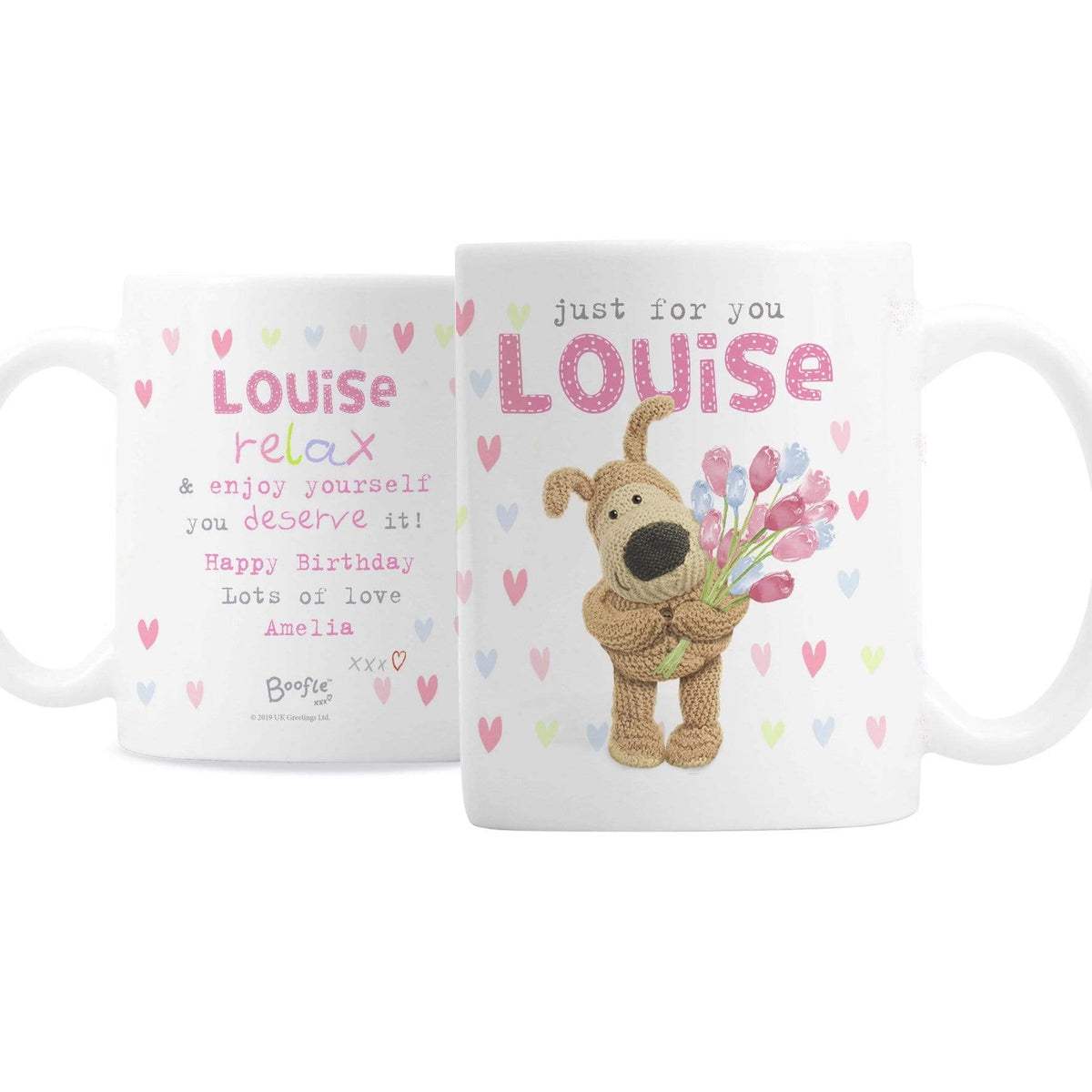 Personalised Memento Mugs Personalised Boofle Birthday Flowers Mug