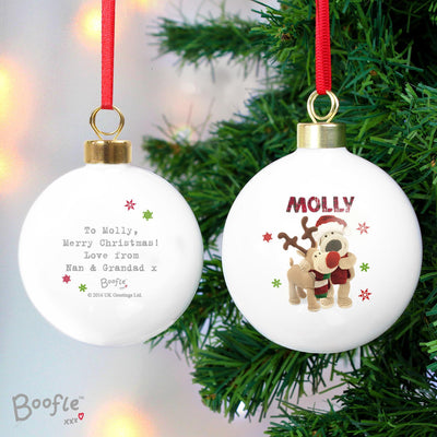 Personalised Memento Personalised Boofle Christmas Reindeer Bauble