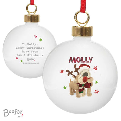 Personalised Memento Personalised Boofle Christmas Reindeer Bauble