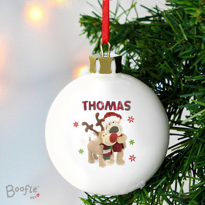Personalised Memento Personalised Boofle Christmas Reindeer Bauble
