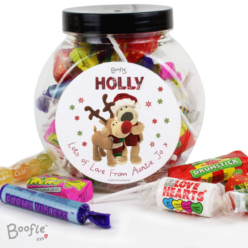 Personalised Memento Food & Drink Personalised Boofle Christmas Reindeer Sweet Jar