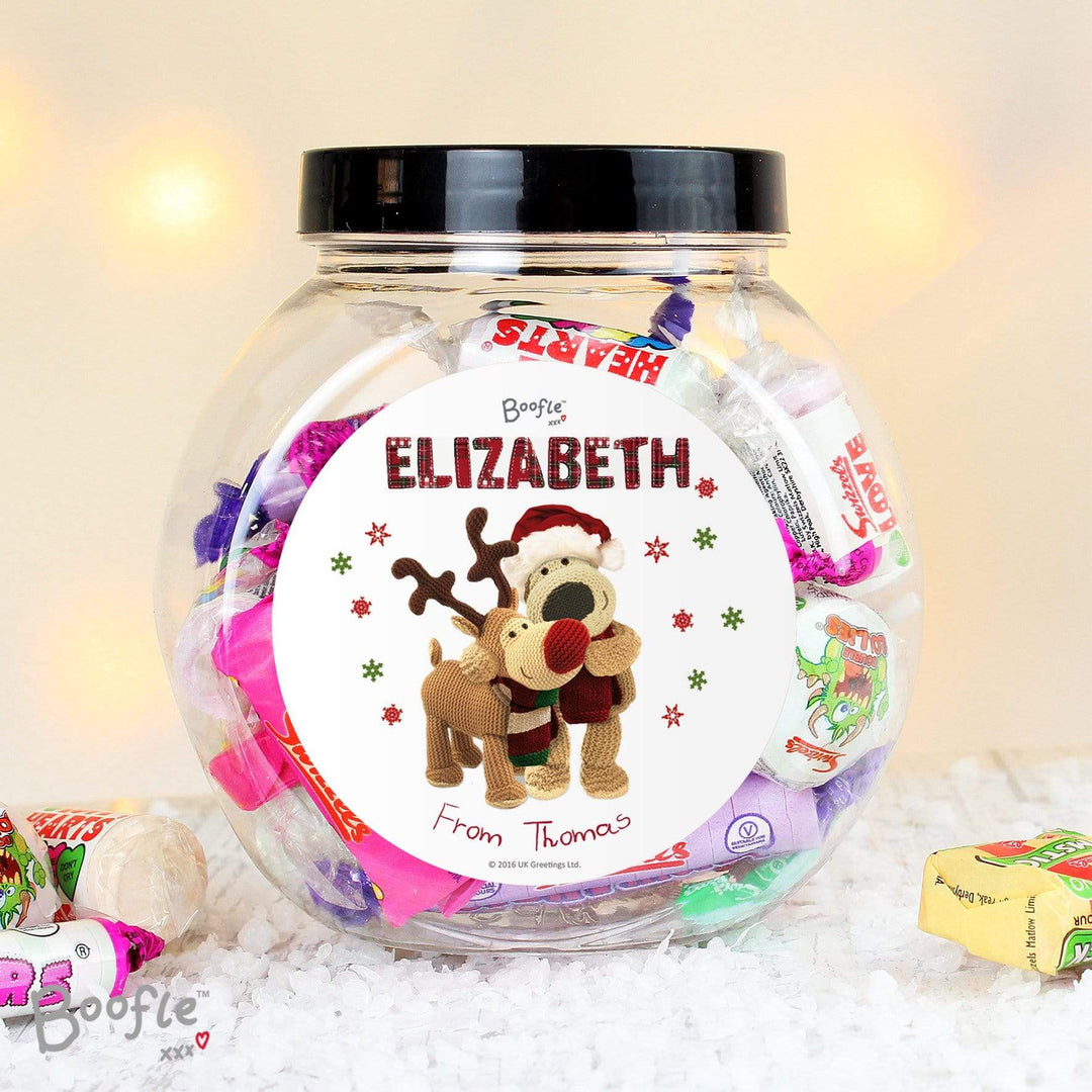 Personalised Memento Food &amp; Drink Personalised Boofle Christmas Reindeer Sweet Jar
