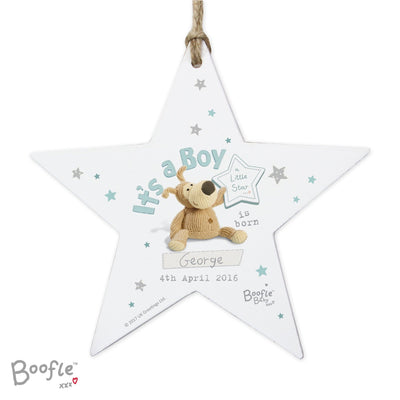 Personalised Memento Hanging Decorations & Signs Personalised Boofle Its a Boy Wooden Star Decoration