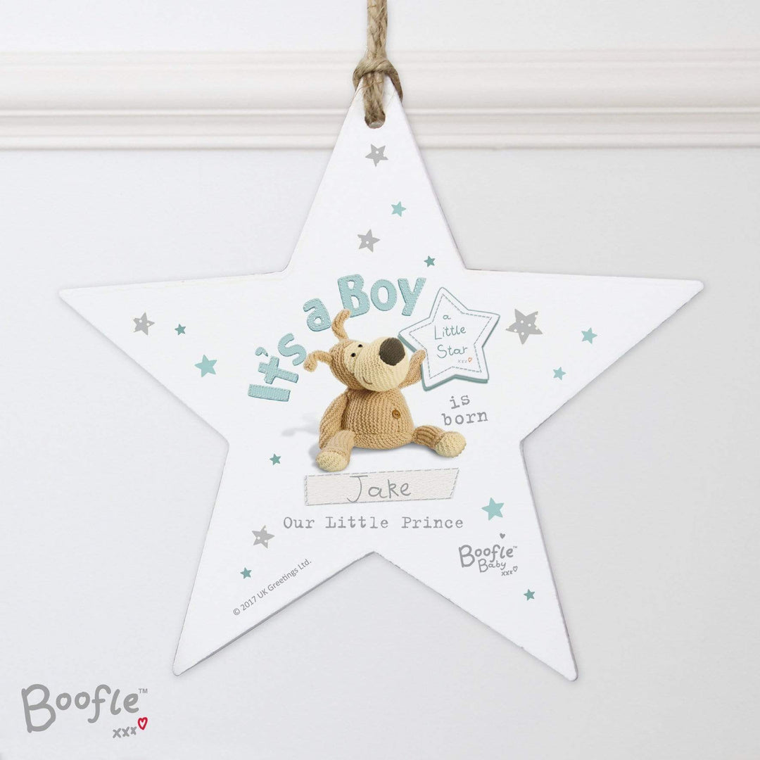 Personalised Memento Hanging Decorations &amp; Signs Personalised Boofle Its a Boy Wooden Star Decoration