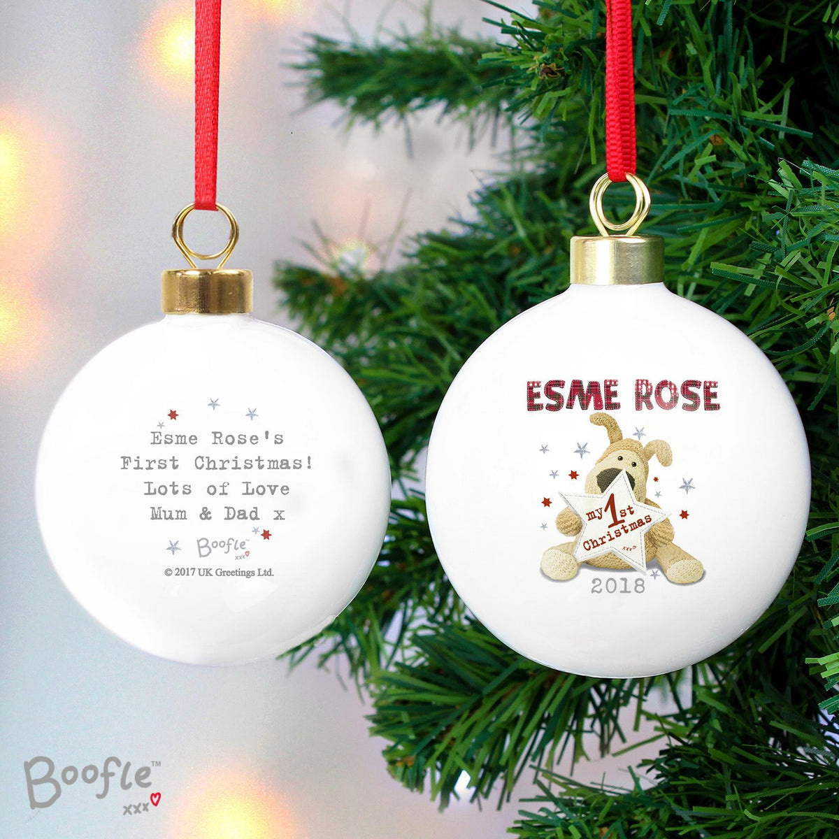 Personalised Memento Personalised Boofle My 1st Christmas Bauble