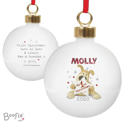 Personalised Memento Personalised Boofle My 1st Christmas Bauble