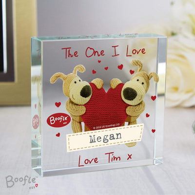 Personalised Memento Ornaments Personalised Boofle Shared Heart Large Crystal Token