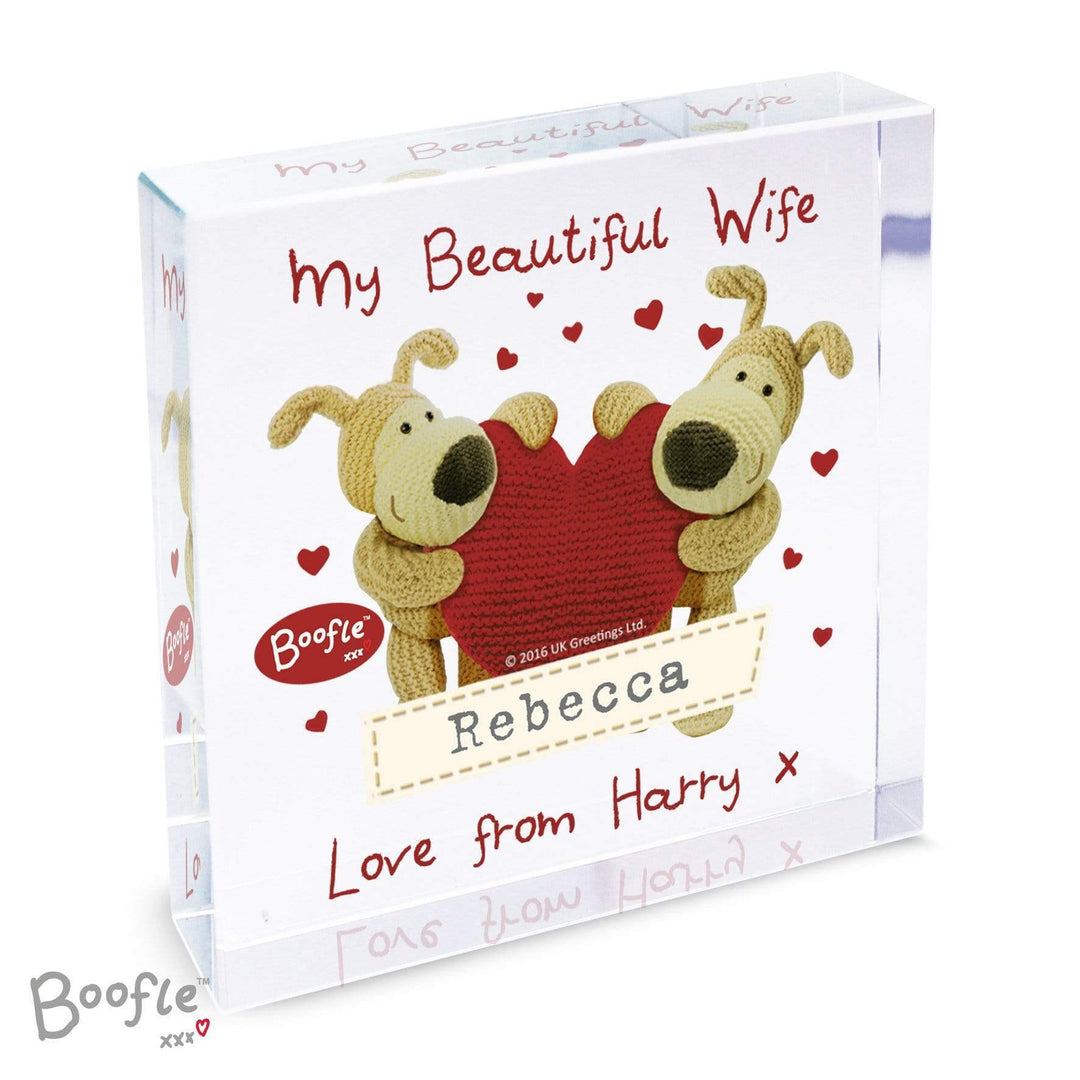 Personalised Memento Ornaments Personalised Boofle Shared Heart Large Crystal Token