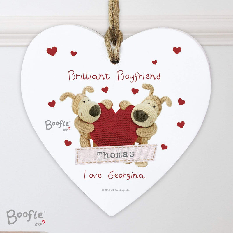 Personalised Memento Hanging Decorations & Signs Personalised Boofle Shared Heart Wooden Heart Decoration