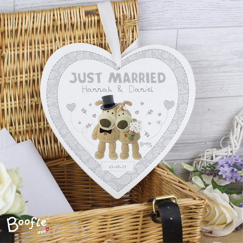 Personalised Memento Hanging Decorations & Signs Personalised Boofle Wedding Large Wooden Heart Decoration