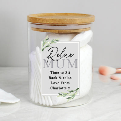 Personalised Memento Personalised Botanical Glass Jar with Bamboo Lid