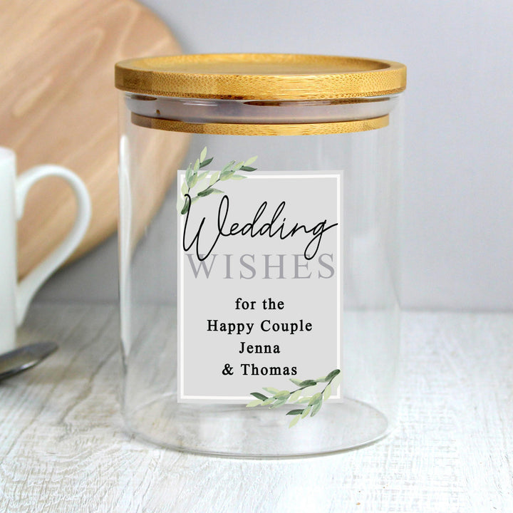 Personalised Memento Personalised Botanical Glass Jar with Bamboo Lid