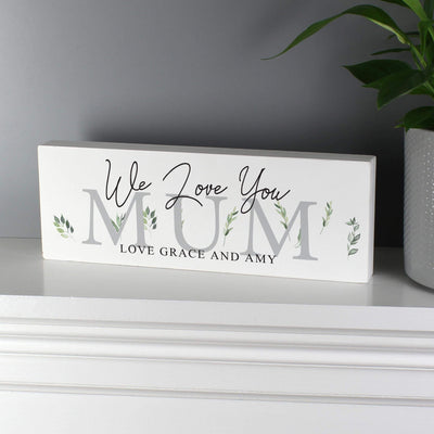 Personalised Memento Personalised Botanical Wooden Block Sign