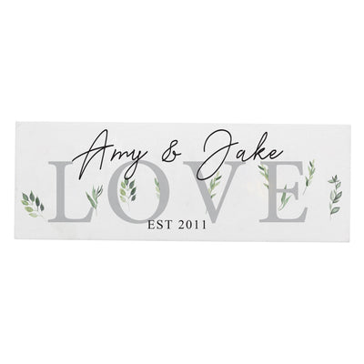 Personalised Memento Personalised Botanical Wooden Block Sign