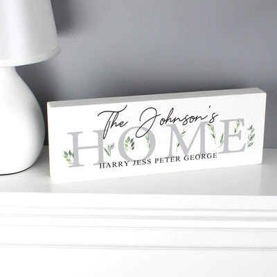 Personalised Memento Personalised Botanical Wooden Block Sign