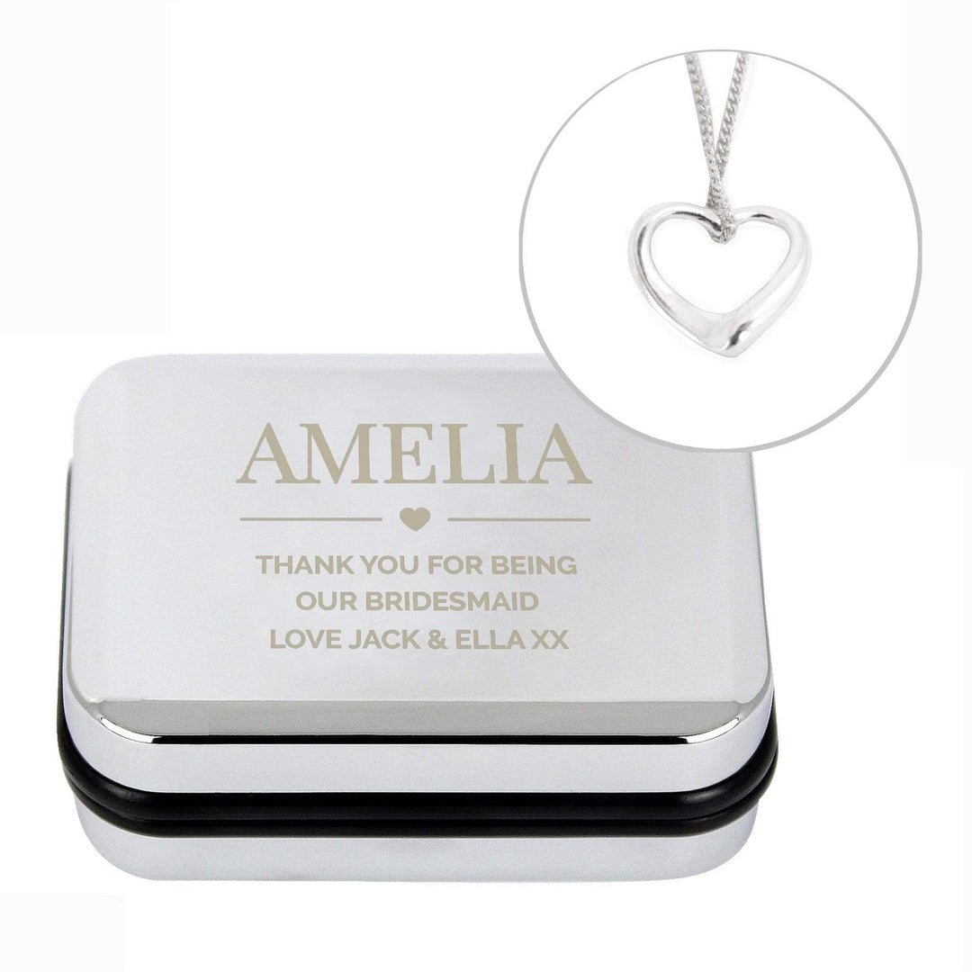 Personalised Memento Trinket, Jewellery &amp; Keepsake Boxes Personalised Box and Heart Necklace