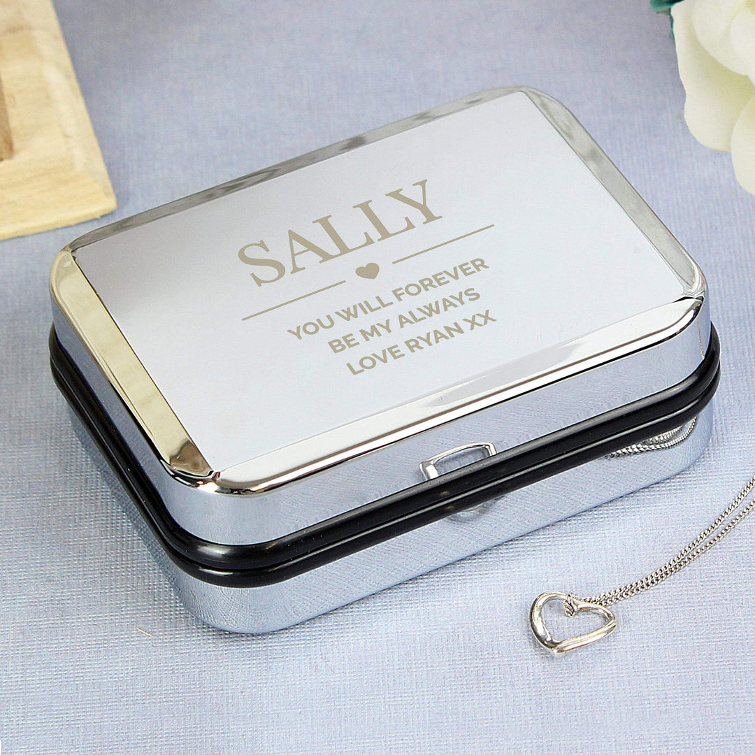 Personalised Memento Trinket, Jewellery &amp; Keepsake Boxes Personalised Box and Heart Necklace