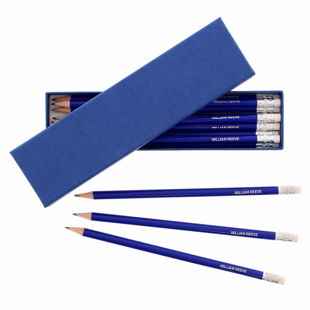 Personalised Memento Stationery &amp; Pens Personalised Box of 12 Blue HB Pencils