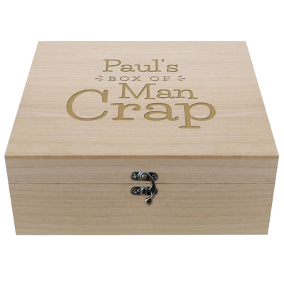 Personalised Memento Personalised Box of Man Crap Large Wooden Keepsake Box