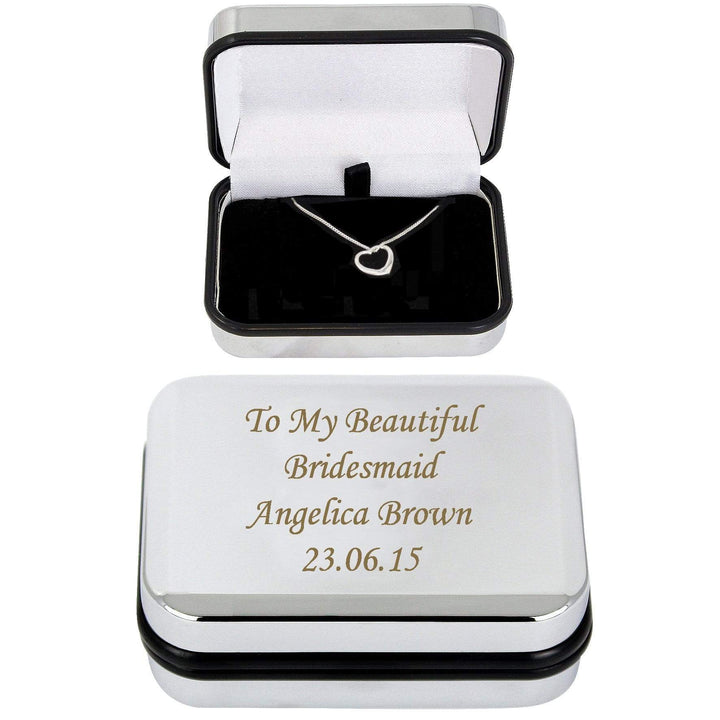 Personalised Memento Trinket, Jewellery &amp; Keepsake Boxes Personalised Box With Heart Necklace