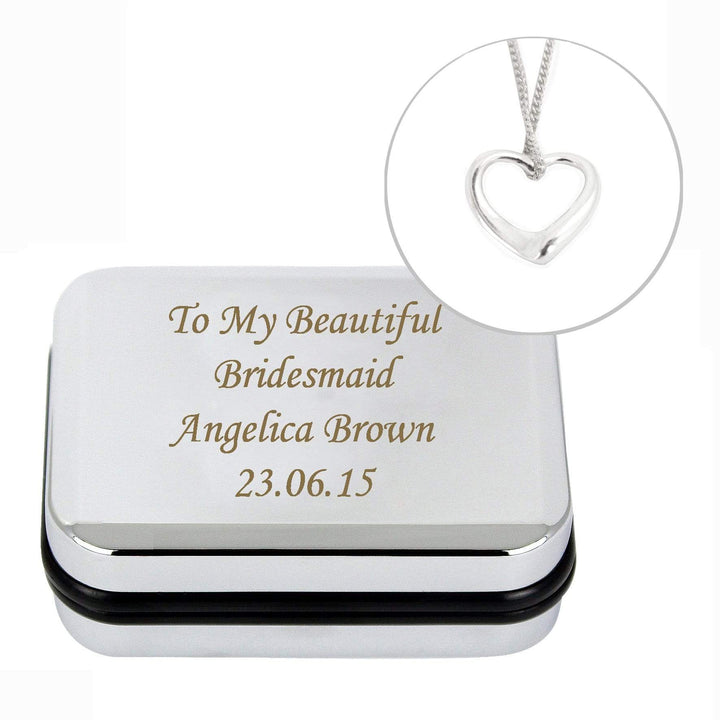 Personalised Memento Trinket, Jewellery &amp; Keepsake Boxes Personalised Box With Heart Necklace