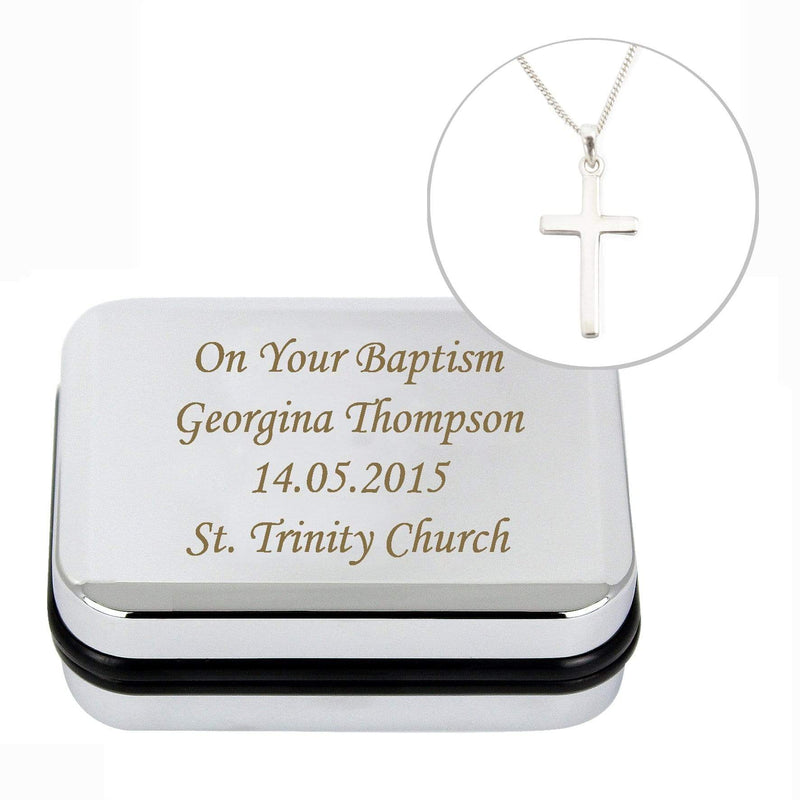Personalised Memento Trinket, Jewellery & Keepsake Boxes Personalised Communion  Jewellery Box with Silver Cross Necklace