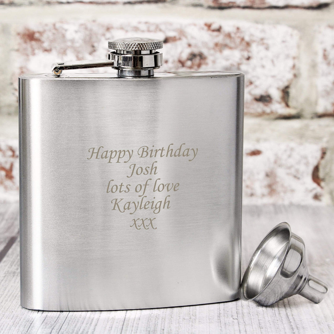 Personalised Memento Glasses &amp; Barware Personalised Boxed Stainless Steel Hip Flask