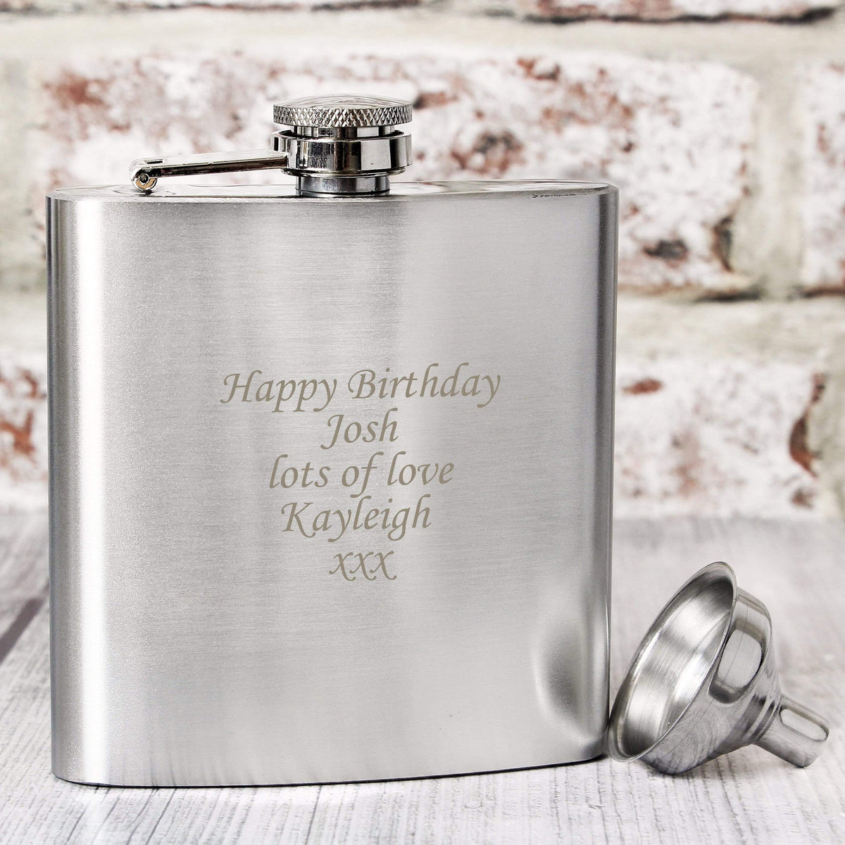 Personalised Memento Glasses & Barware Personalised Boxed Stainless Steel Hip Flask
