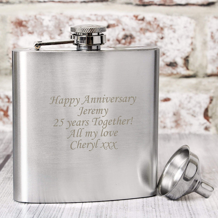 Personalised Memento Glasses &amp; Barware Personalised Boxed Stainless Steel Hip Flask
