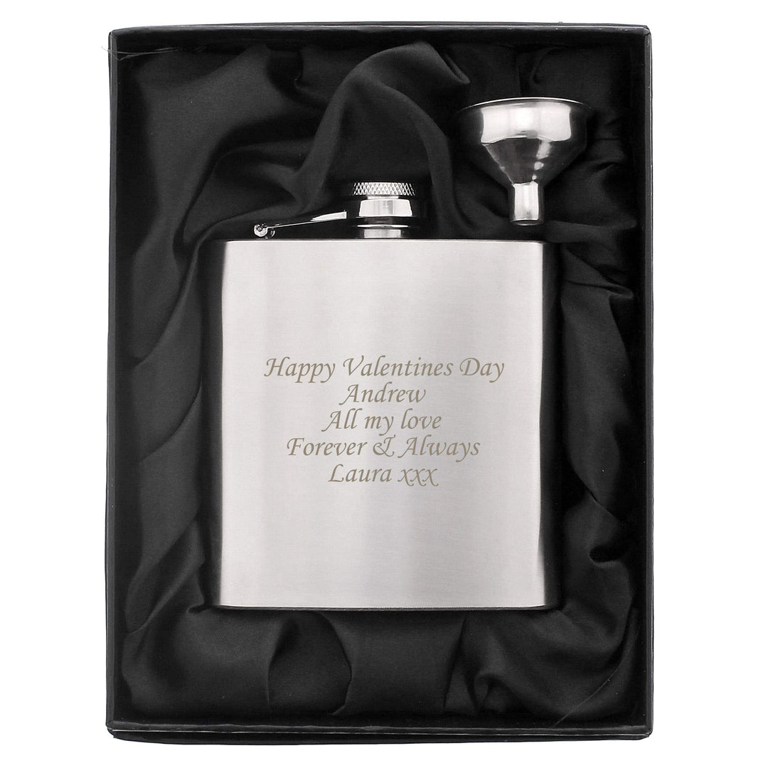Personalised Memento Glasses &amp; Barware Personalised Boxed Stainless Steel Hip Flask