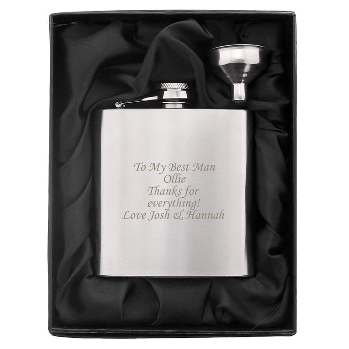 Personalised Memento Glasses &amp; Barware Personalised Boxed Stainless Steel Hip Flask