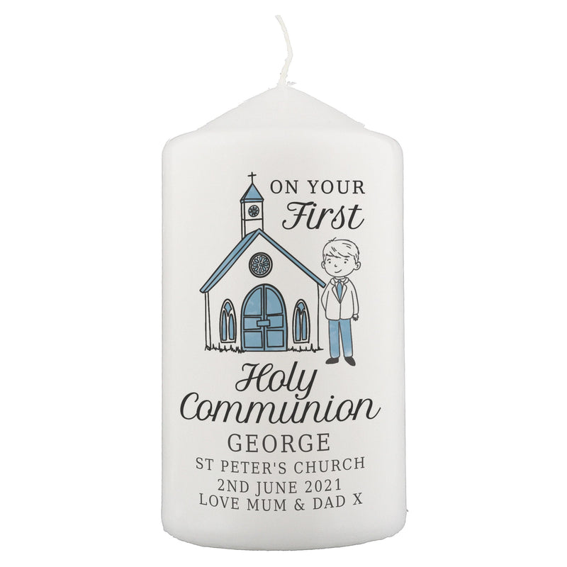 Personalised Memento Personalised Boys First Holy Communion Pillar Candle