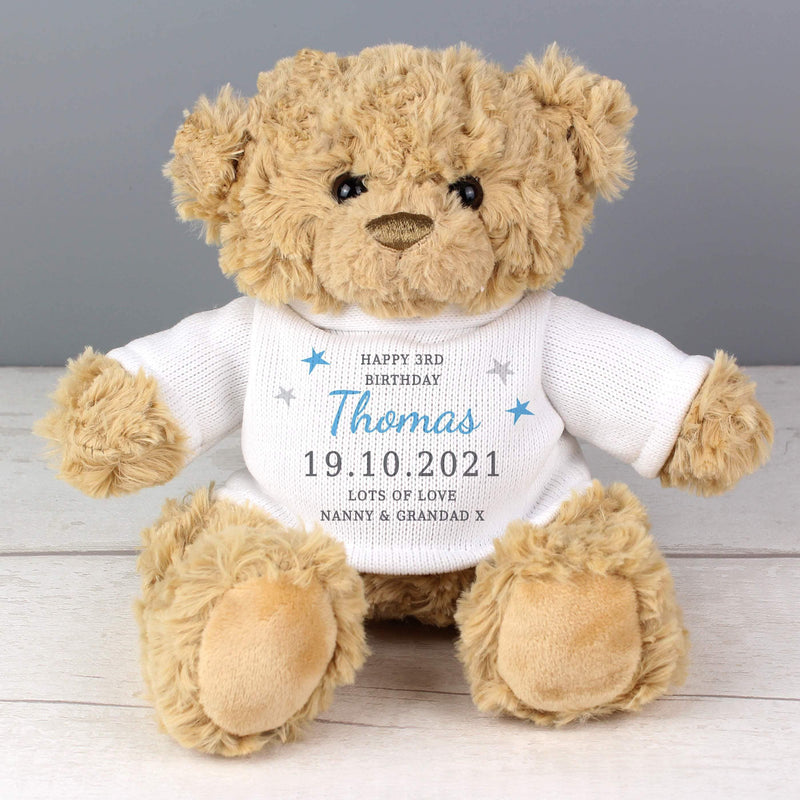 Personalised Memento Personalised Boys Free Text Teddy Bear