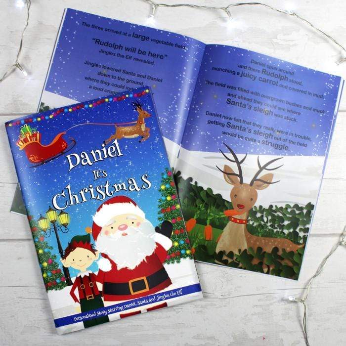 Personalised Memento Books Personalised Boys ""It's Christmas"" Story Book, Featuring Santa and his Elf Jingles
