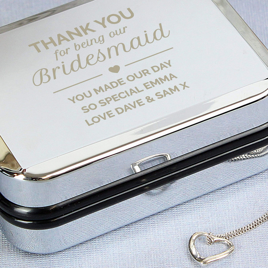 Personalised Memento Trinket, Jewellery &amp; Keepsake Boxes Personalised Bridesmaid Box and Heart Necklace