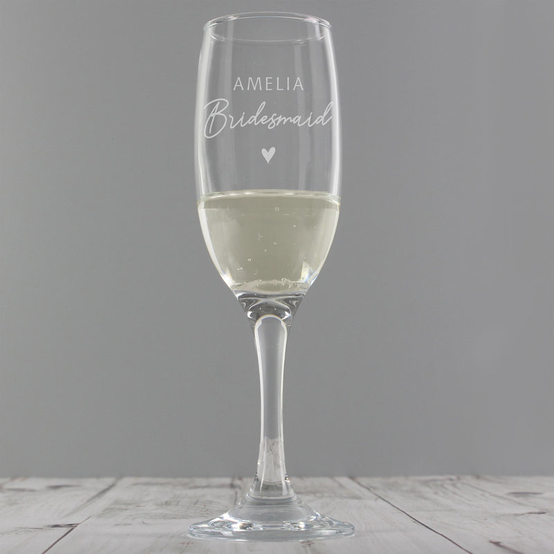 Personalised Memento Personalised Bridesmaid Flute Glass