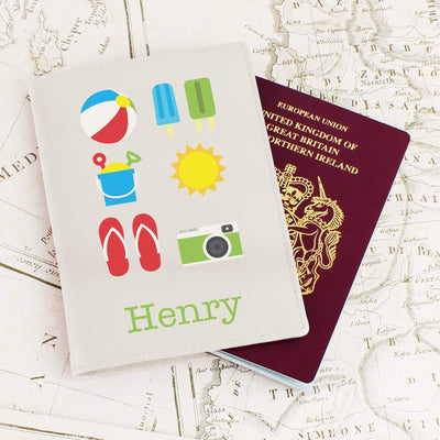 Personalised Memento Leather Personalised Bright Travel Cream Passport Holder
