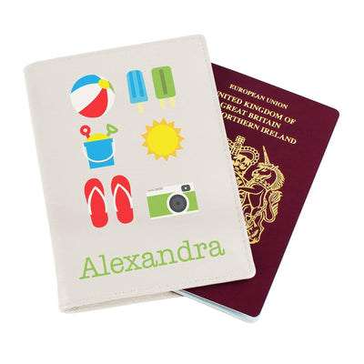Personalised Memento Leather Personalised Bright Travel Cream Passport Holder