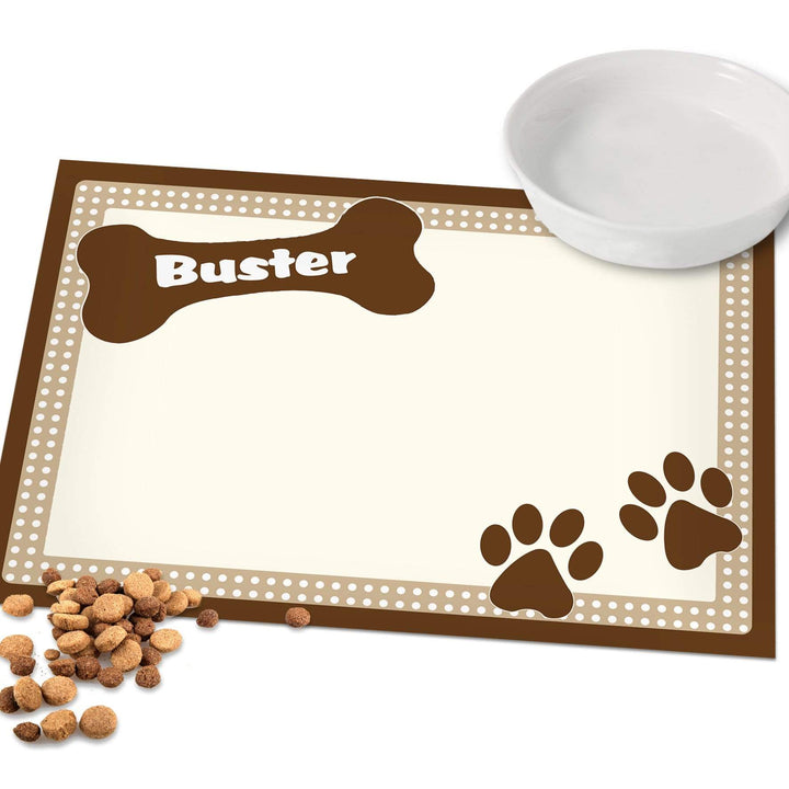 Personalised Memento Mealtime Essentials Personalised Brown Dotty Dog Placemat