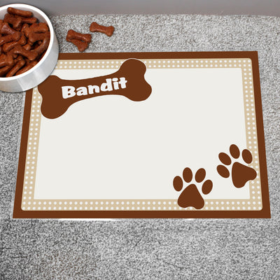 Personalised Memento Mealtime Essentials Personalised Brown Dotty Dog Placemat