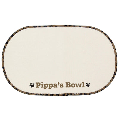 Personalised Memento Pet Gifts Personalised Brown Paw Print Pet Bowl Placemat