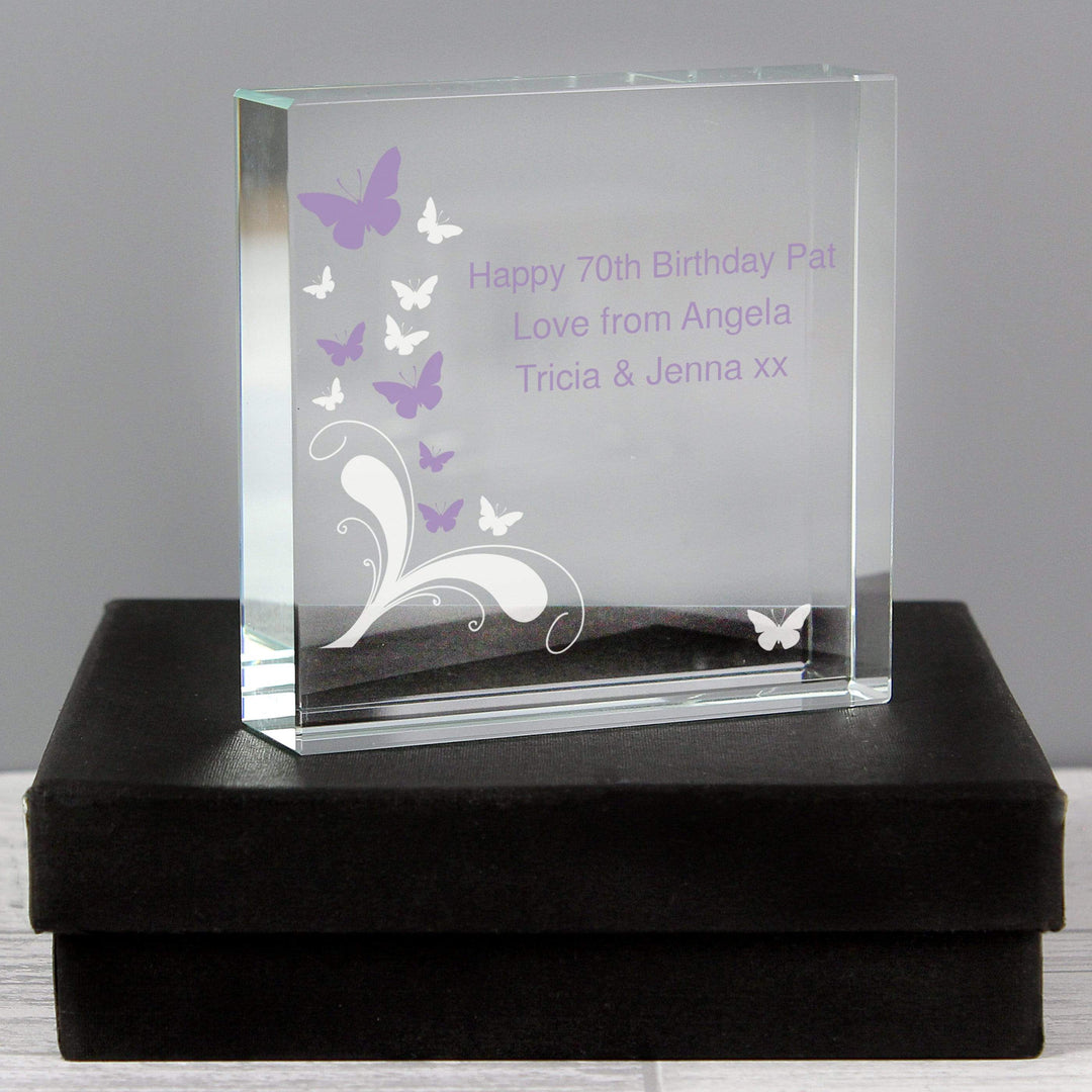 Personalised Memento Ornaments Personalised Butterflies Large Crystal Token
