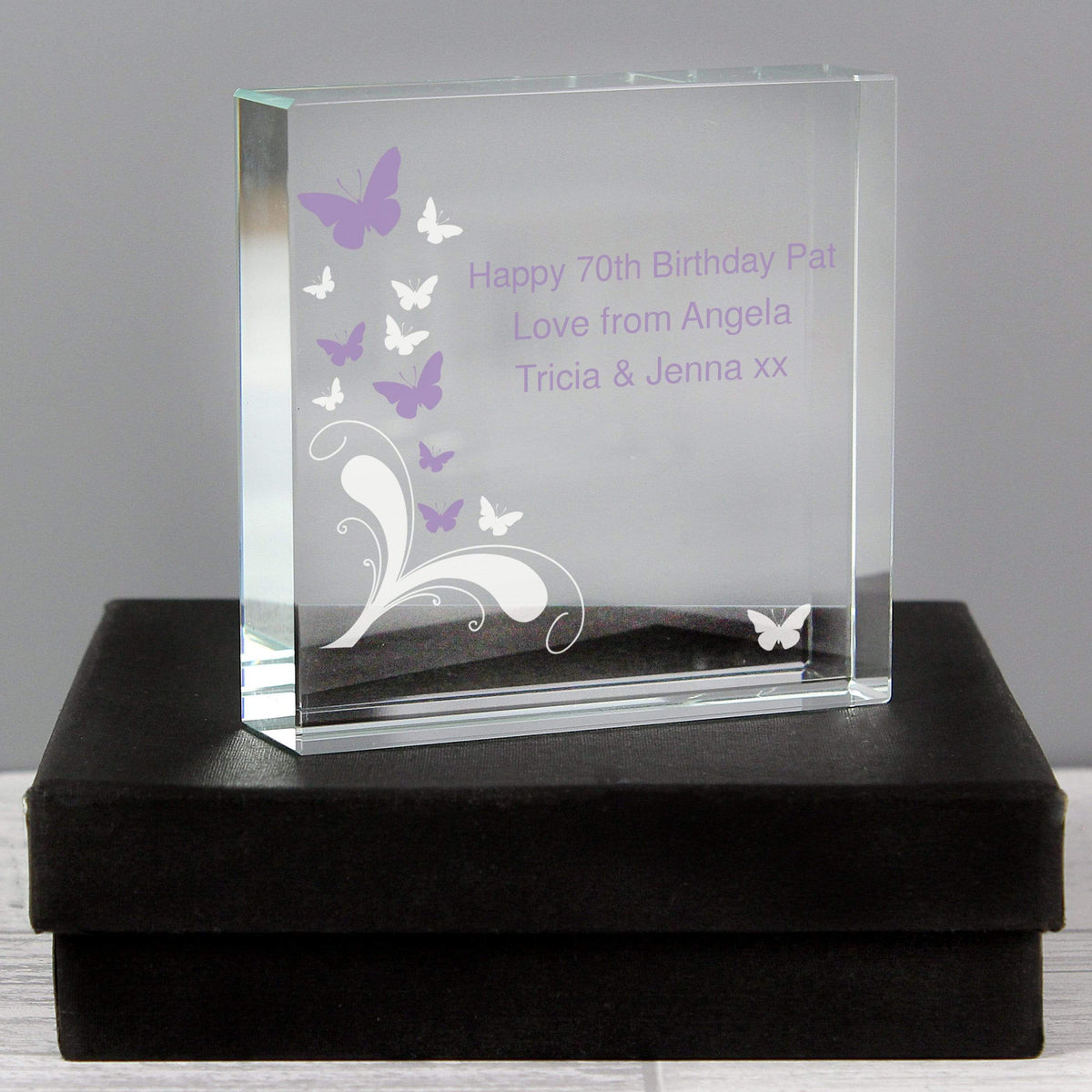 Personalised Memento Ornaments Personalised Butterflies Large Crystal Token