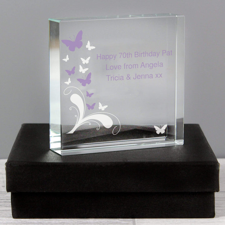 Personalised Memento Ornaments Personalised Butterflies Large Crystal Token